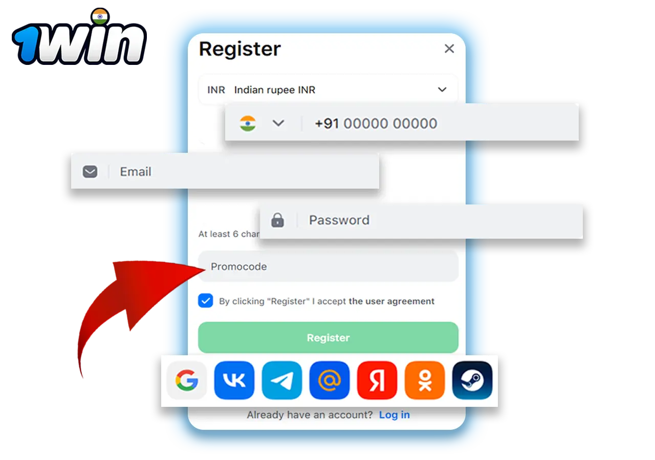 Registration at 1win India